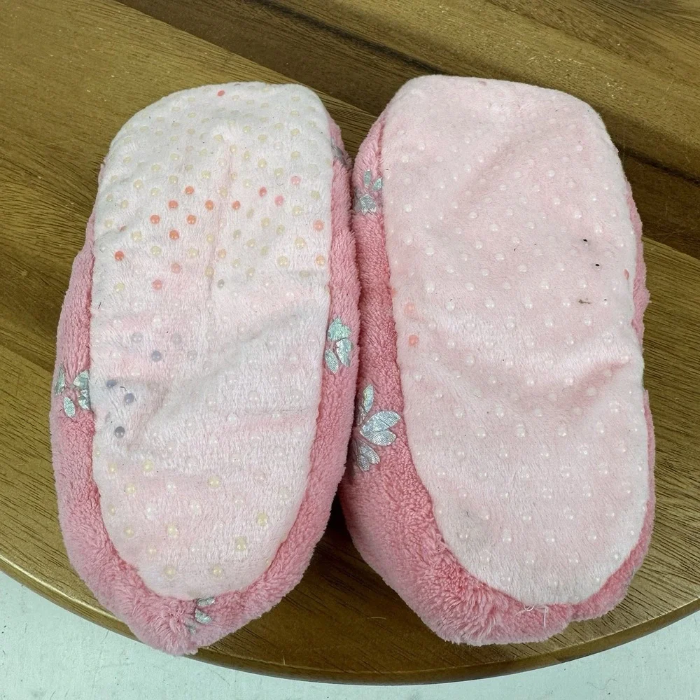 New Little Kids BMagical By Btween Pink Rainbow Fuzzy Lined Slippers Size 2 C
